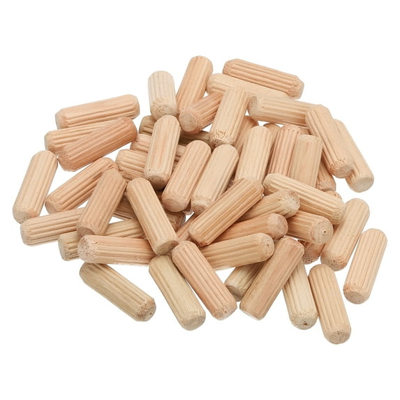 Uxcell 1/3 Wooden Dowel Pins, 200 Pcs M8x25mm Wood Dowel Pins Hardwood Pegs Fluted Groove Easy Insertion for Craft Furniture