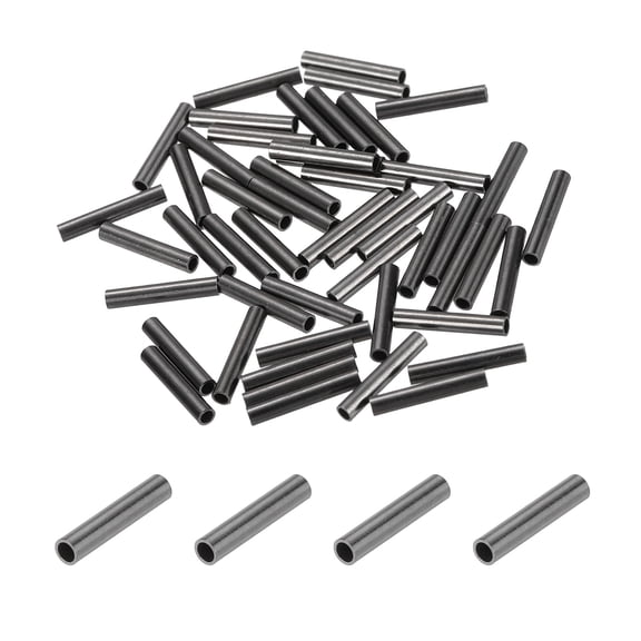 Uxcell 1/32" 0.65mm Wire Rope Loop Sleeve, 50 Pcs Copper Single Ferrule Crimping Loop Sleeve Cable Crimp Thimbles for Wire Rope Cable Fittings Rigging Fishing Line End, Black