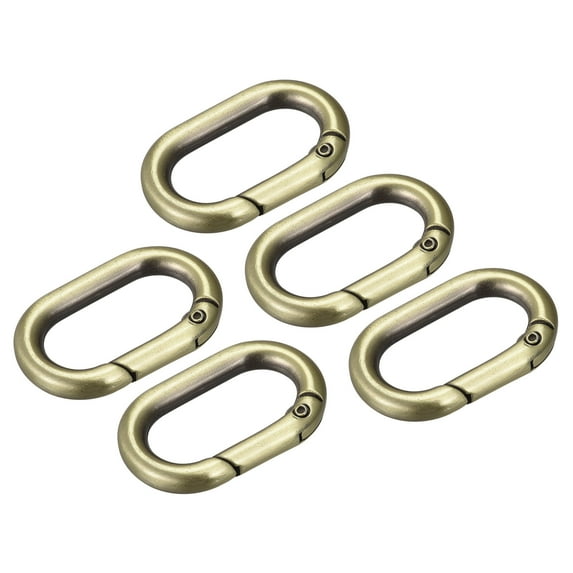 Uxcell 1.34 Inch Spring Oval Ring Round Snap Clip Trigger for Bag Purse Keychain, 5Pack Bronze