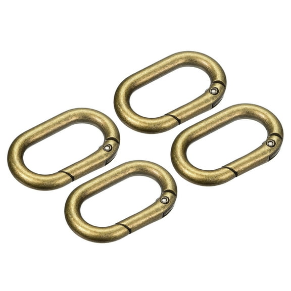 Uxcell 1.36 Inch Spring Oval Ring Round Snap Clip Trigger for Bag Purse Keychain, 4Pack Brass