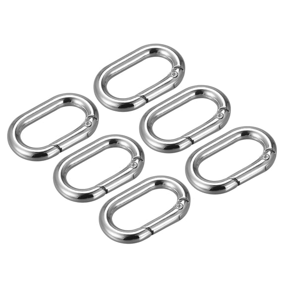 Uxcell 1.36 Inch Spring Oval Ring Round Snap Clip Trigger for Bag Purse Keychain, 6Pack Silver