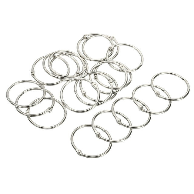 Uxcell 1.38" Dia Detachable Binder Rings Index Snap Metal Clips, Silver Tone 20 Pack