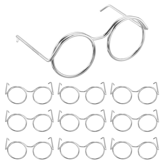 Uxcell 1.38" Mini Doll Eyeglasses, 12 Pcs Doll Dress Up Eyeglasses Miniature Round Eyeglasses Metal Wire Rim for Crafts Pets Doll Making Supplies Accessories, Silver Tone