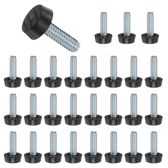 Uxcell 1/4"-20 Thread Furniture Feet Levelers, 28 Pack 20.5mm L Adjustable Furniture Feet Screw in Threaded Leveling Leg Screw on Chair Foot Glides Leveling for Table Chair Cabinet Black