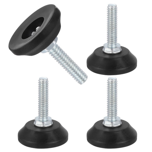Uxcell 1/4"-20 Thread Furniture Feet Levelers, 4 Pack 25mm l Adjustable Furniture Feet Screw in Threaded Leveling Leg Screw on Chair Foot Glides Leveling for Table Chair Cabinet Black