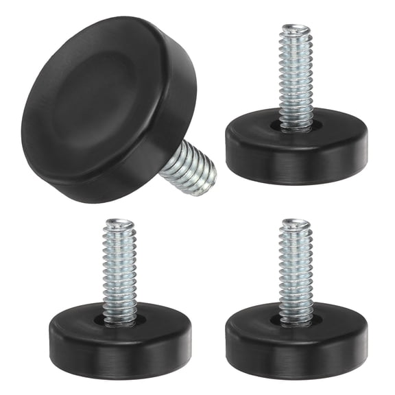 Uxcell 1/4"-20 Thread Furniture Feet Levelers, 4Set 17mm l Adjustable Furniture Feet Screw in Threaded Leveling Leg Screw on Chair Foot Glides Leveling for Table Chair Black