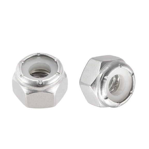 Uxcell 1/4-20 UNC Nylon Insert Hex Lock Nuts, 304 Stainless Steel, Plain Finish, 50 Pack