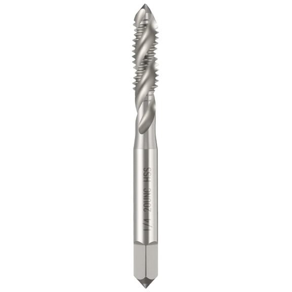 Uxcell 1/4-20 UNC Spiral Flute Thread Tap - M2 High Speed Steel Right Hand Thread Tap Polished Finish Screw Thread Milling Machine Taps Threading Tapping