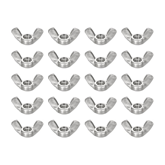 Uxcell 1/4"-20 Wing Nut 100 Pack, Carbon Steel Butterfly Wing-Nut Fasteners Parts, White
