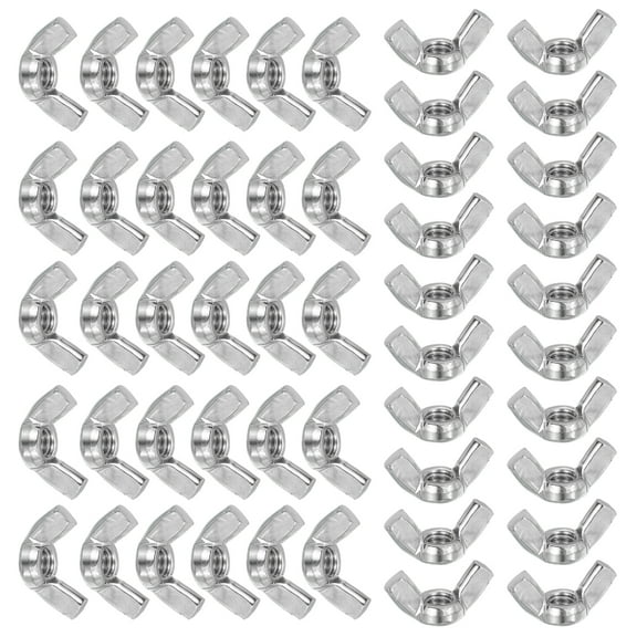 Uxcell 1/4"-20 Wing Nuts, 50Pcs 304 Stainless Steel Fasteners Parts Butterfly Nut Smooth Finish for Repair Install