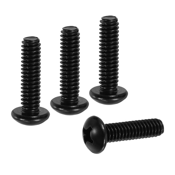 Uxcell 1/4-20 x 1" Pan Head Machine Screws, 35 Pcs 304 Stainless Steel Screws for Cabinet Drawer Knob Pull, Black Oxidation