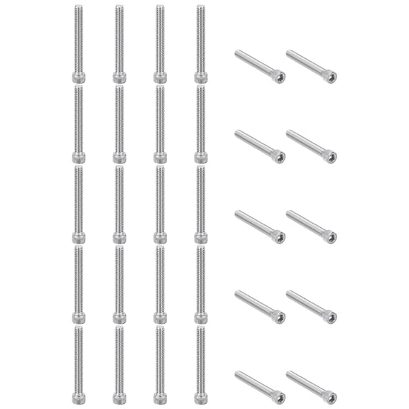 Uxcell 1/4-20 x 2" Hex Socket Cap Head Screw Bolt, 30Pcs 304 Stainless Steel 18-8, Machine Full Thread