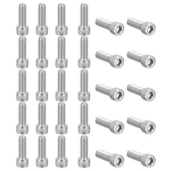 Uxcell 1/4-20 x 3/4" Hex Socket Cap Head Screw Bolt, 30Pcs 304 Stainless Steel 18-8, Machine Full Thread