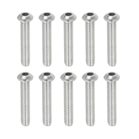 Uxcell Button Head Socket Cap Screws 304 Stainless Steel 18-8 Socket Cap Screw Allen Hex Drive Full Thread 1/4-20x1-3/8"