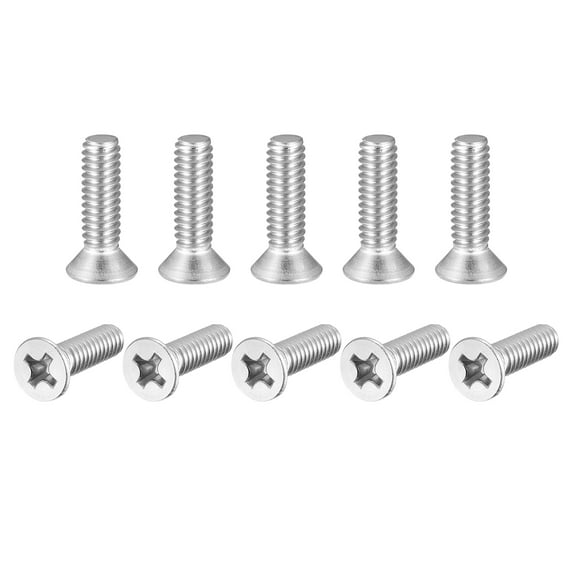 Uxcell 1/4-20x7/8" Flat Head Machine Phillips Screws 304 Stainless Steel Polishing 25 Pack