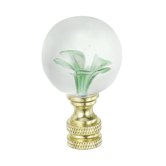 Uxcell 1/4-27 Lamp Finial Cap for Lampshade Harp Top, 2Pcs Cap Nut Screw Cap Knob Clear Spiral Ball Shaped Glass Lamp Shade Decoration for Table Floor Lamp, Blue