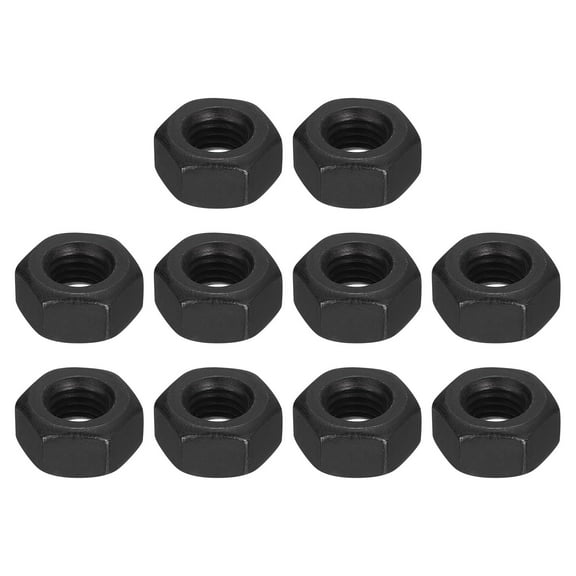Uxcell 1/4-28 Hex Nuts, Carbon Steel Grade 8.8 Black Oxide Hexagon Nut for Screw Bolt, 10 of Pack