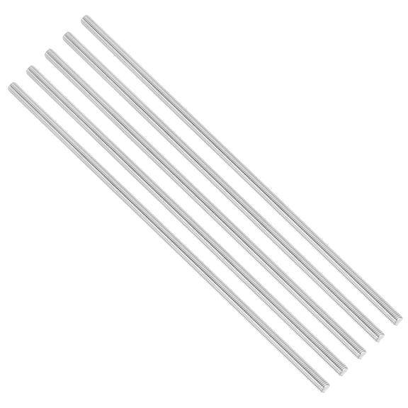 Uxcell 1/4"-28 UNC 304 Stainless Steel Fully Threaded Rod, 5Pcs 9.8" Length Long Threaded Screw Right Hand Threads All Threaded Rod Studs for Anchoring Bolt, Clamps, Hangers and U-Bolts