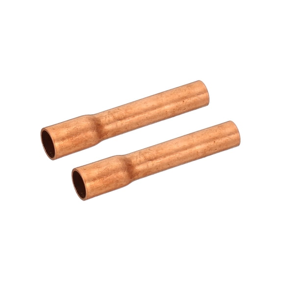 Uxcell 1/4"(6.35mm) ID Copper Coupling Welding Joint Pipe Fitting with Rolled Tube Stop 2 Pack