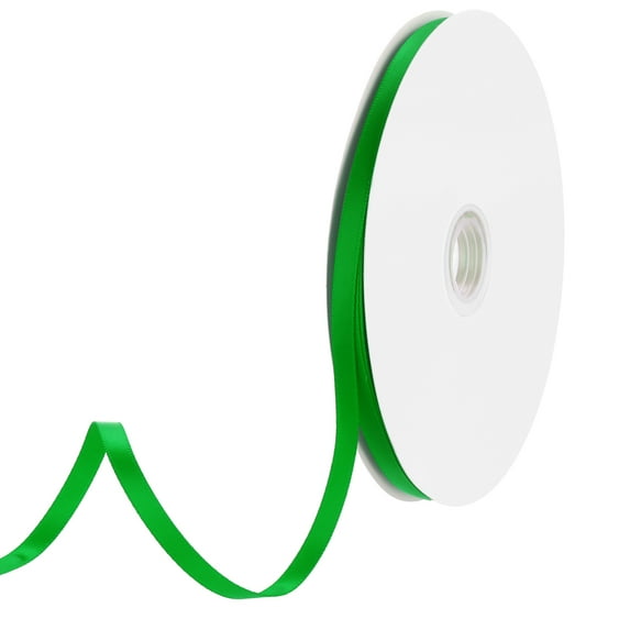 Uxcell 1/4" 65 Yard Double Faced Solid Satin Ribbon Polyester Fabric for Gift Party Wedding Floral Decoration Green