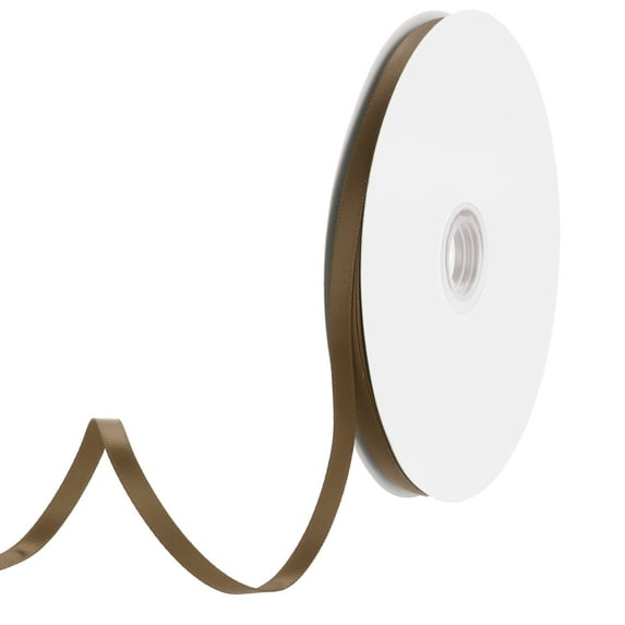 Uxcell 1/4" 65 Yard Double Faced Solid Satin Ribbon Polyester Fabric for Gift Party Wedding Floral Decoration Light Brown