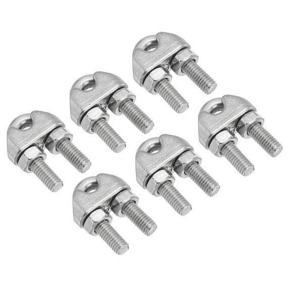 Uxcell 1/4" / 6mm Wire Rope Cable Clip Clamp, Stainless Steel U Bolt Fastener for Rigging Railing, Silver Tone 6Pcs