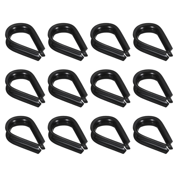Uxcell 1/4" (6mm) Wire Rope Thimble, 12 Pack 304 Stainless Steel M6 Cable Thimbles Rigging for Lifting Hanging Securing, Black