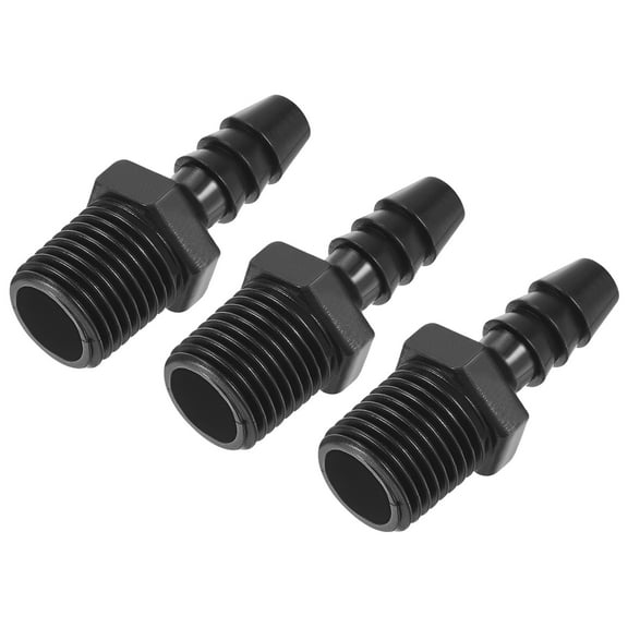 Uxcell 1/4" Barb x 1/4" NPT Male Thread Tube Connector Plastic Hose Fittings 3 Pack