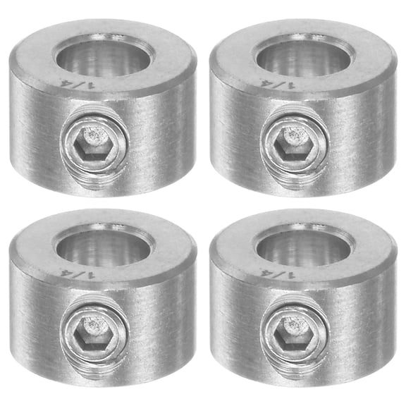 Uxcell 1/4" Bore 304 Stainless Steel Set Screw Shaft Collars, 1/2" OD, 1/3" Width 4 Pack