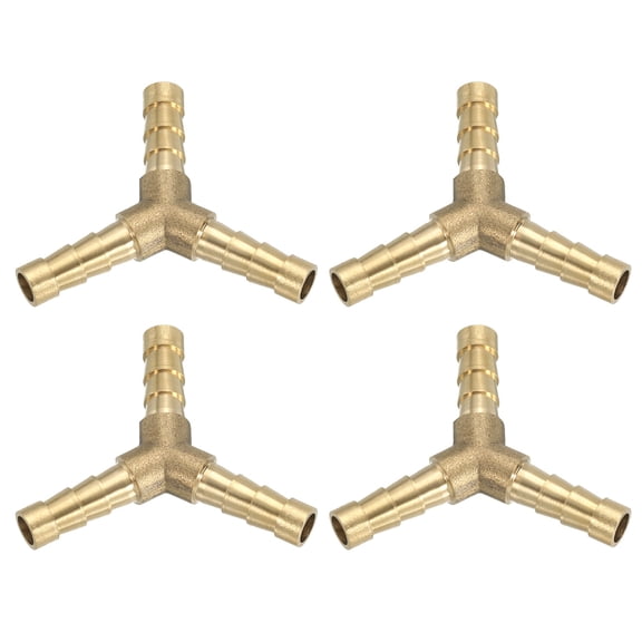Uxcell 1/4" Brass Hose Barb Fitting, Y Type Barb Union Fittings Metals Splicer 4 Pcs