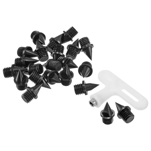 Uxcell 1/4" Carbon Steel Track Spikes Sports Shoes Spikes Replacement Accessories with Wrench Black 20 Pack