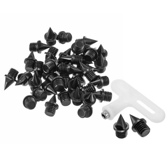 Uxcell 1/4" Carbon Steel Track Spikes Sports Shoes Spikes Replacement Accessories with Wrench Black 40 Pack