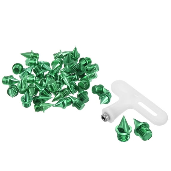 Uxcell 1/4" Carbon Steel Track Spikes Sports Shoes Spikes Replacement Accessories with Wrench Green 40 Pack