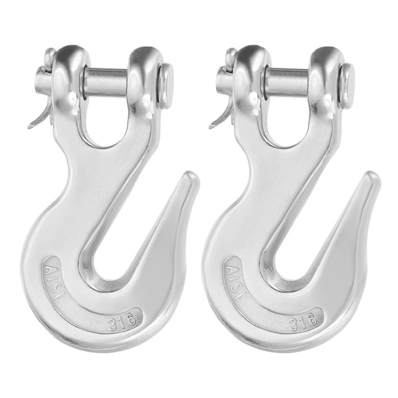 Uxcell 1/4" Clevis Grab Hooks, 2 Pack 316 Stainless Steel Chain Hook, 1653lbs Capacity Heavy Duty Safety Chain Hooks for Trailer Truck Transport
