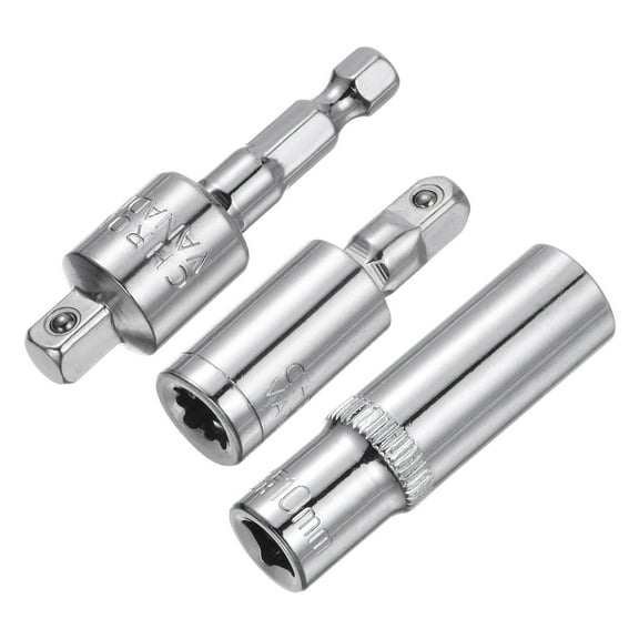 Uxcell 1/4" Drive 10mm Deep Socket Swivel Joints Hex Shank Impact Driver Adaptor Set