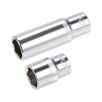 Uxcell 1/4" Drive 12mm Deep and Shallow 6-Point Socket Set, Metric, CR-V