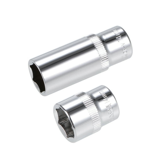 Uxcell 1/4" Drive 14mm Deep and Shallow 6-Point Socket Set, Metric, CR-V