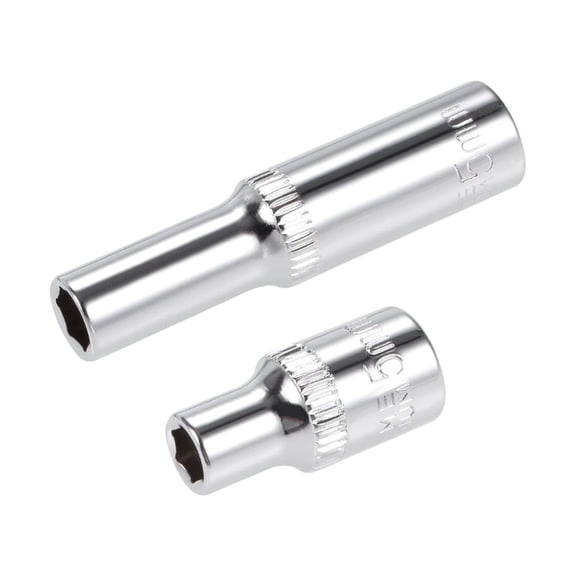 Uxcell 1/4" Drive 5mm Deep and Shallow 6-Point Socket Set, Metric, CR-V