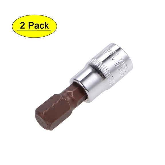 Uxcell 1/4" Drive x 8mm Standard Metric Hex Bit Socket, S2 & Cr-V Steel 2 Pack