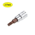 thumbnail image 1 of Uxcell 1/4" Drive x T15 Torx Bit Socket, S2 Steel Bits, CR-V Sockets 38mm Length (For Hand Use Only) 3 Pack, 1 of 5