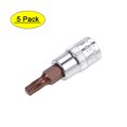 thumbnail image 1 of Uxcell 1/4" Drive x T20 Torx Bit Socket, S2 Steel Bits, CR-V Sockets 38mm Length (For Hand Use Only) 5 Pack, 1 of 5