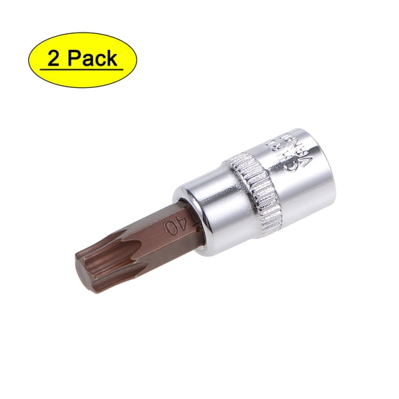 Uxcell 1/4" Drive x T40 Torx Bit Socket, S2 Steel Bits, CR-V Sockets 38mm Length (For Hand Use Only) 2 Pack