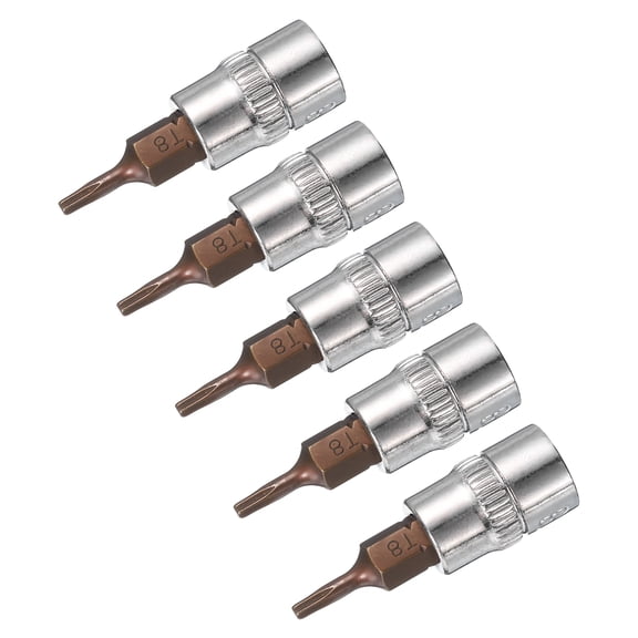 Uxcell 1/4" Drive x T8 Torx Bit Socket, S2 Steel Bits, CR-V Sockets 38mm Length (For Hand Use Only) 5 Pack