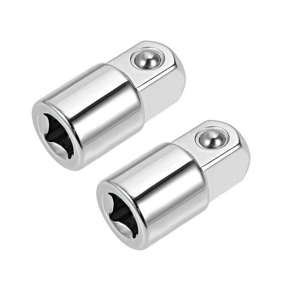 Uxcell 1/4" F to 3/8" M Female to Male Socket Reducer Chrome Vanadium Steel Silver 2pcs