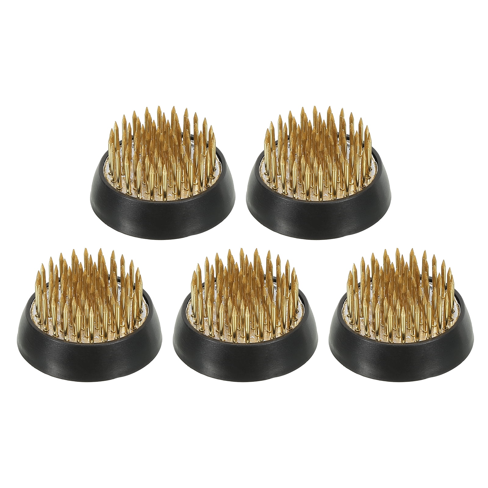 Uxcell 1.4" Flower Frogs Ikebana Kenzan Flower Arranger Tool Brass Floral Frog Pin Holder Gold 5Pcs