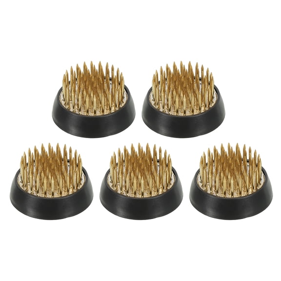 Uxcell 1.4" Flower Frogs Ikebana Kenzan Flower Arranger Tool Brass Floral Frog Pin Holder Gold 5Pcs