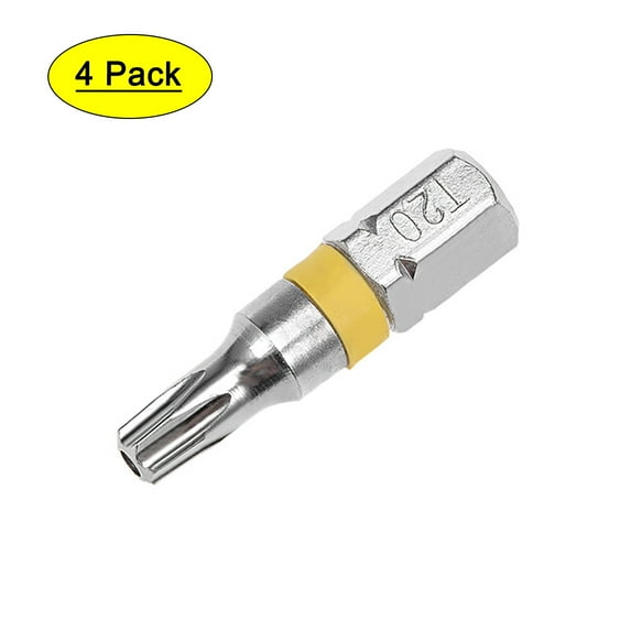 Uxcell 1/4" Hex Shank 1" Length T20 S2 Steel Security Torx Screwdriver Bit 4 Pack
