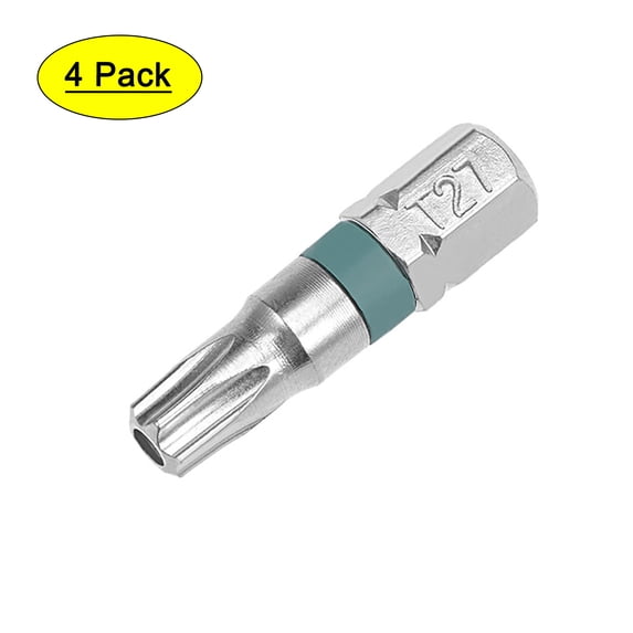 Uxcell 1/4" Hex Shank 1" Length T27 S2 Steel Security Torx Screwdriver Bit 4 Pack