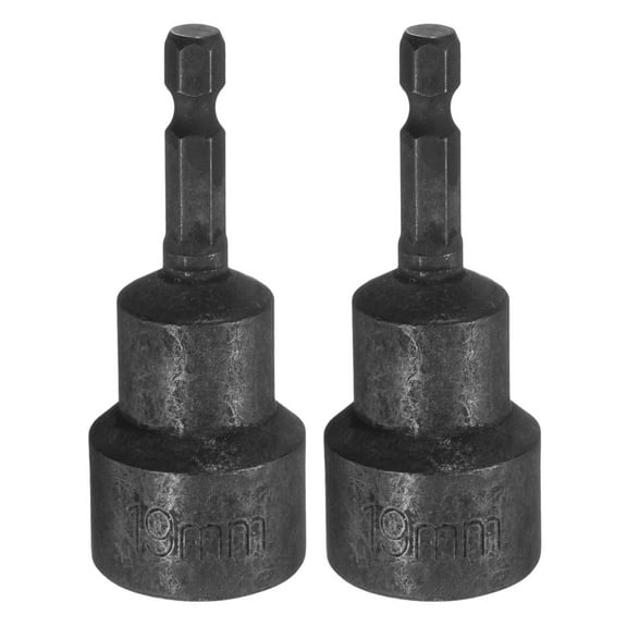 Uxcell 2 Pcs 1/4 Hex Shank 19mm Magnetic Hex Socket 65mm Length, CR-V Steel Quick-Release Impact Driver Socket Wrench Screw for Impact Drill Power Nut Setter