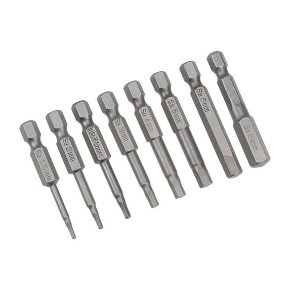 Uxcell 1/4" Hex Shank 2" Length 1.5-8mm Magnetic Hex Screwdriver Bit Set S2 Steel